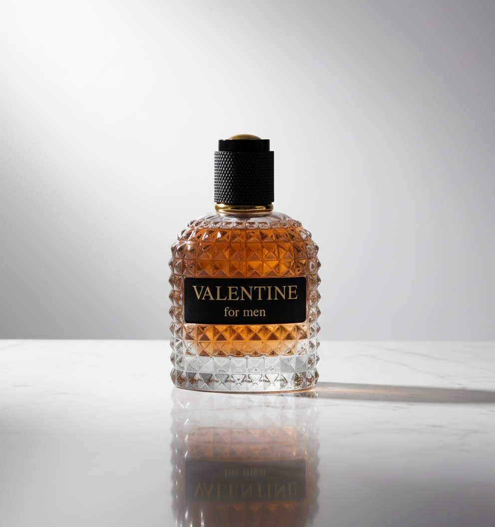 Valentine for Men — Eau de Parfum with Outdoor Top Notes and a Warm Heart f Roasted Coffee Bean, Chocolate and Hazelnut — 3.4 fl oz (100ml)