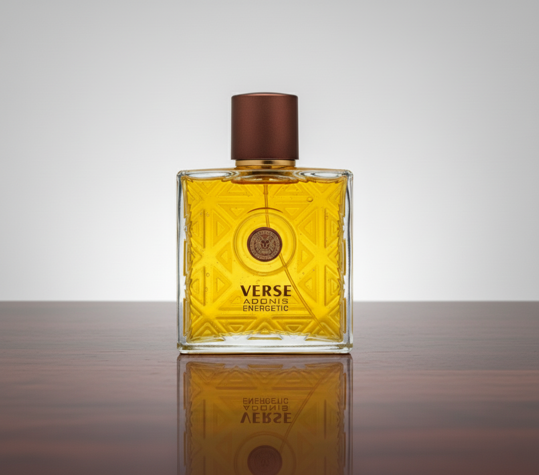 Verse Adonis Energetic for Men Eau de Parfum — Long lasting Scent with Citrus and Woody Notes, Perfect for Day or Night Wear, 3.4 fl oz (100ml) Spray Bottle