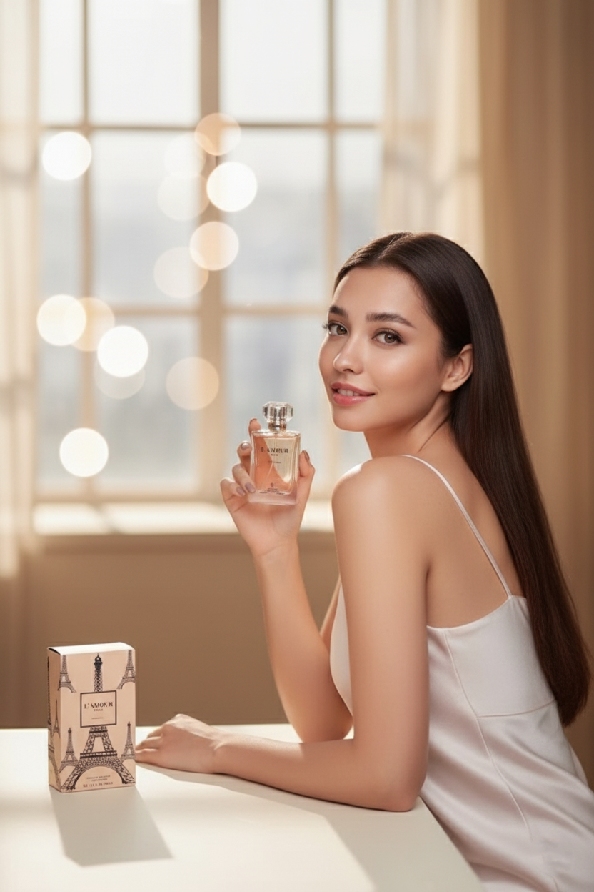 L’Amour Paris for Women – Eau de Parfum 3.4 fl oz – Fresh Clean Florals with Cotton Flower, Apricot & Light Musk