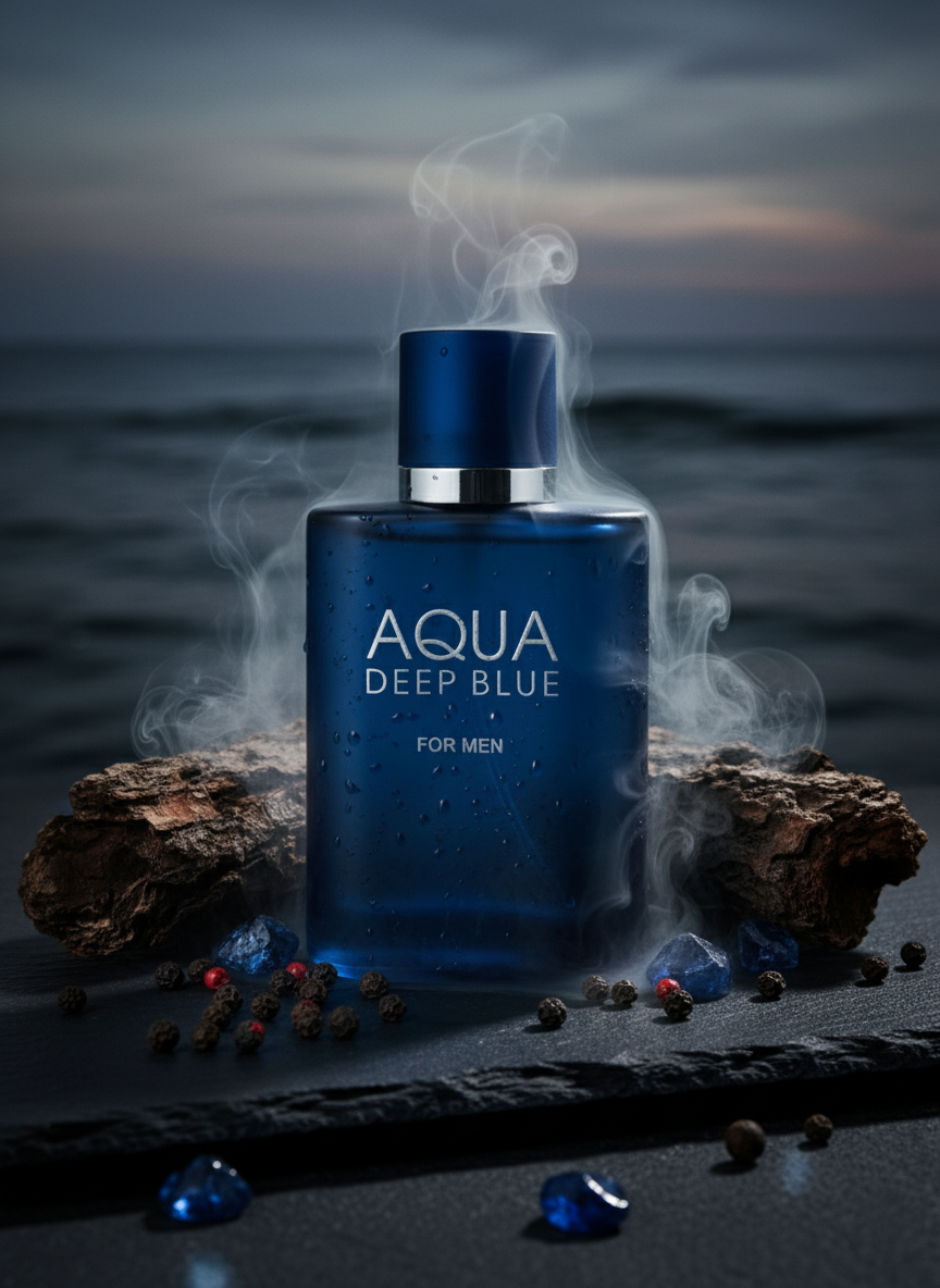 Aqua Deep Blue for Men – Fresh Marine & Bergamot Notes | Deep Oceanic Cologne (100ml)