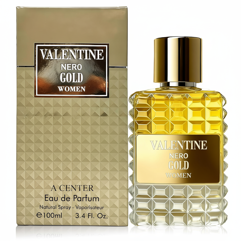 Valentine Nero Gold EDP for Women 3.4 oz – Jasmine, Vanilla, Bergamot & Golden Amber Floral Perfume