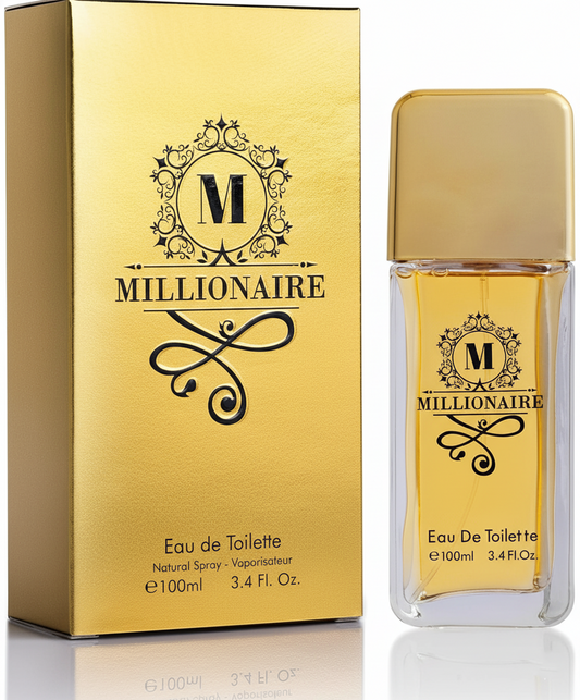 Millionaire for Men — Eau de Toilette 100ml, Citrus and Spicy Blend with Top Notes of Orange, Grapefruit, and Mint; Balanced by Leather, Amber and Patchouli