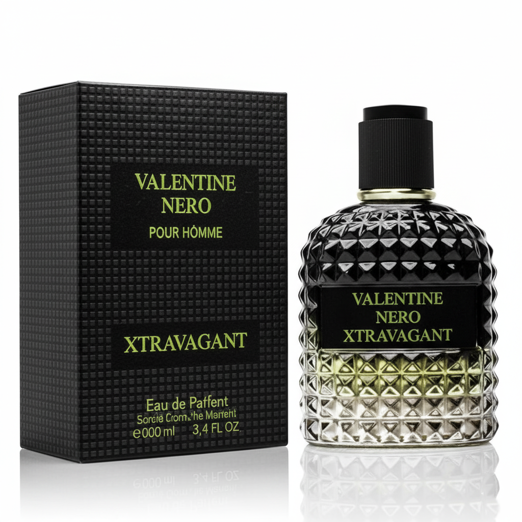 Valentine Nero Xtravagant for Men — Eau de Parfum 100ml, Oriental Fougère Fragrance with Top Notes of Calabrian Bergamot and Espresso Coffee Accord, Finished with Refined Vétiver