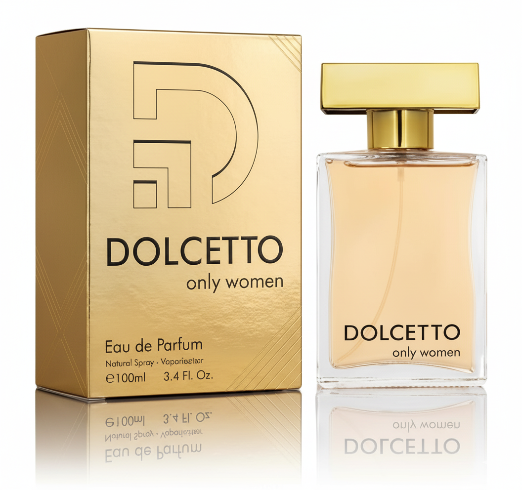 Dolcetto Only Women Eau de Parfum – 3.4 oz – Notes of Peach, Vanilla, Amber & Warm Florals
