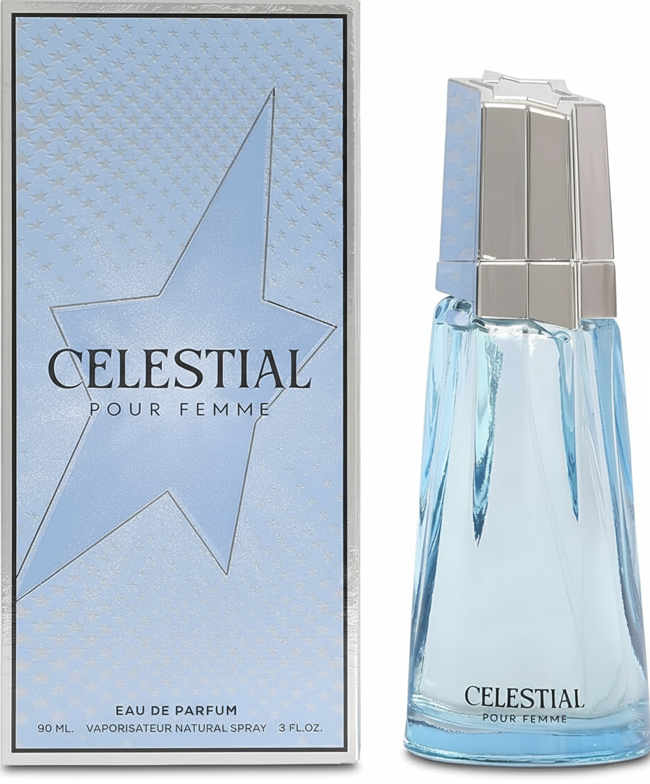 Celestial Pour Femme Eau de Parfum – 3.4 oz – Fresh and Sweet Caramel, Patchouli & Amber Notes
