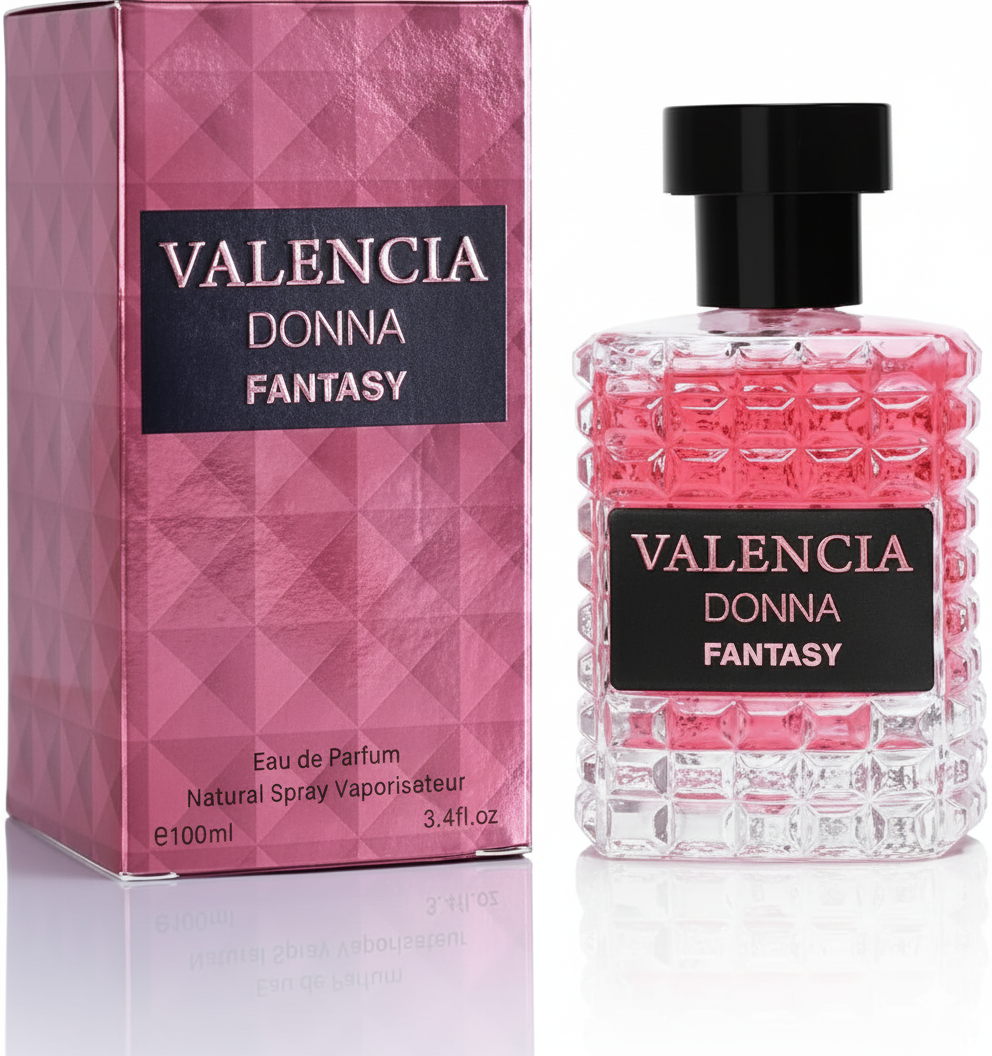 Valencia Donna Fantasy – Eau de Parfum 3.4 fl oz – Bright Citrus, Juicy Kiwi & Soft Jasmine Musk – Long-Lasting Women’s Fragrance