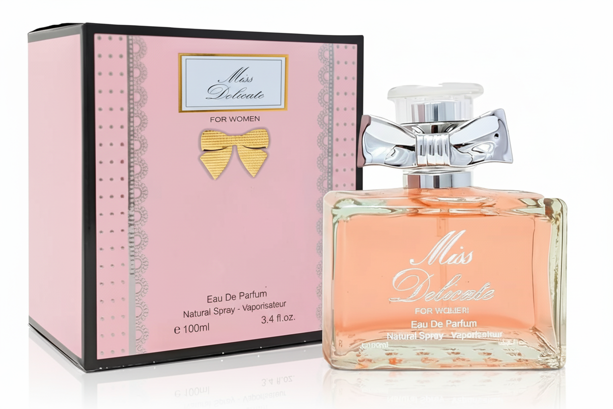 Miss Delicate – Eau de Parfum 3.4 fl oz – Fresh Rose, Peony & White Florals with Soft Musk and Vanilla