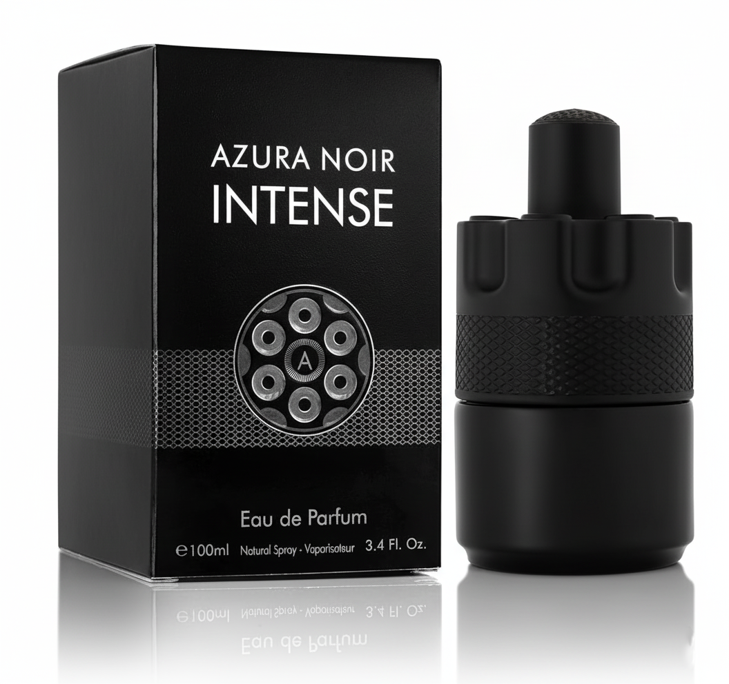 Azura Noir intense for men — Eau de Parfum 3.4 fl oz (100ml), Long Lasting Fragrance with cardamom and Earthy Notes Over a Vanilla Base