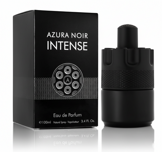 Azura Noir intense for men — Eau de Parfum 3.4 fl oz (100ml), Long Lasting Fragrance with cardamom and Earthy Notes Over a Vanilla Base