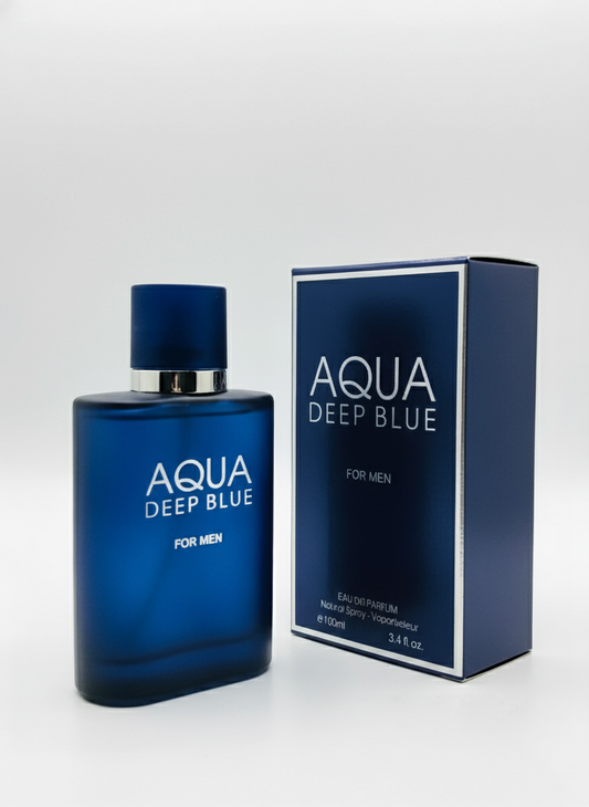 Aqua Deep Blue for Men – Fresh Marine & Bergamot Notes | Deep Oceanic Cologne (100ml)