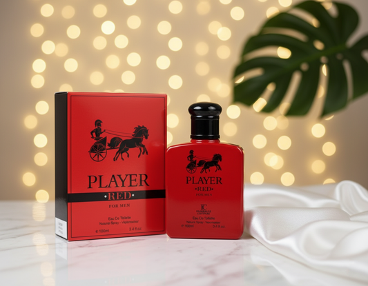 Player Red for Men Eau de Parfum – Fresh Grapefruit, Amber & Coffee | Bold Masculine Scent (100ml)