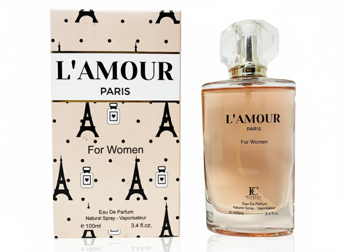 L’Amour Paris for Women – Eau de Parfum 3.4 fl oz – Fresh Clean Florals with Cotton Flower, Apricot & Light Musk