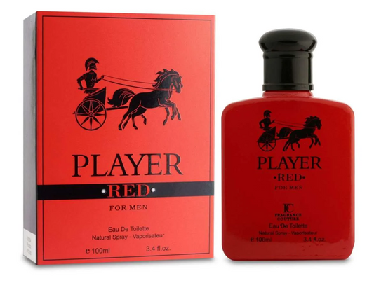 Player Red for Men Eau de Parfum – Fresh Grapefruit, Amber & Coffee | Bold Masculine Scent (100ml)
