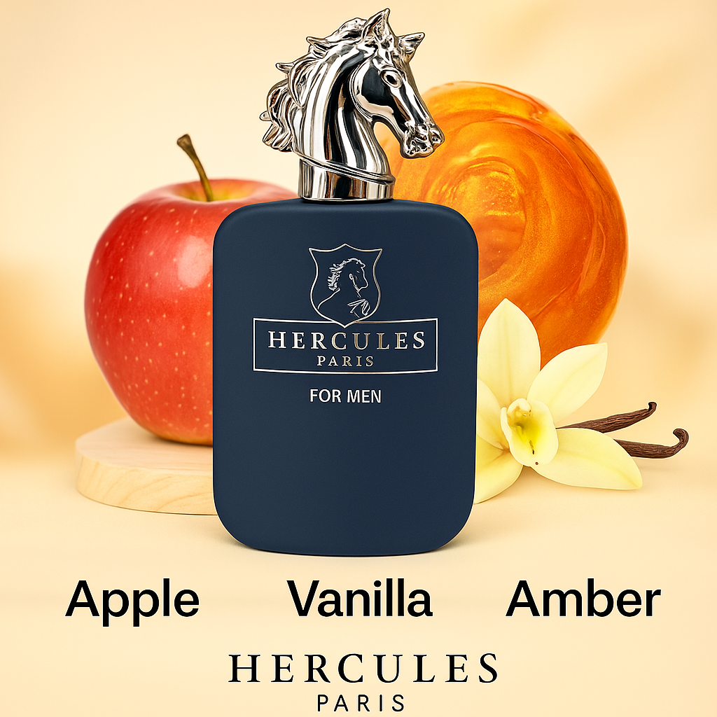 Hercules Paris for Men Eau de Parfum – Warm Vanilla, Apple & Amber | Luxurious Masculine Scent (100ml)