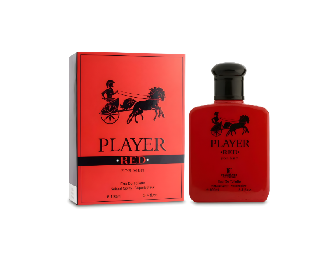 Player Red EDP for Men 3.4oz Fresh Grapefruit Amber Coffee