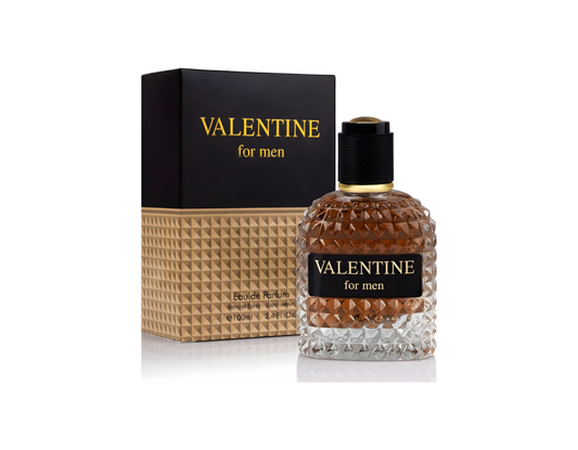 Valentine for Men — Eau de Parfum with Outdoor Top Notes and a Warm Heart f Roasted Coffee Bean, Chocolate and Hazelnut — 3.4 fl oz (100ml)